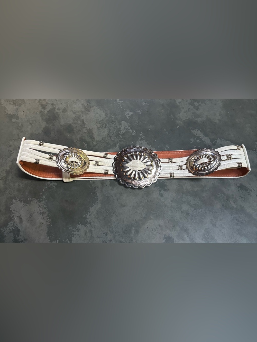 Ginnie Johansen Inc. Dallas Western Concho Leather Belt.